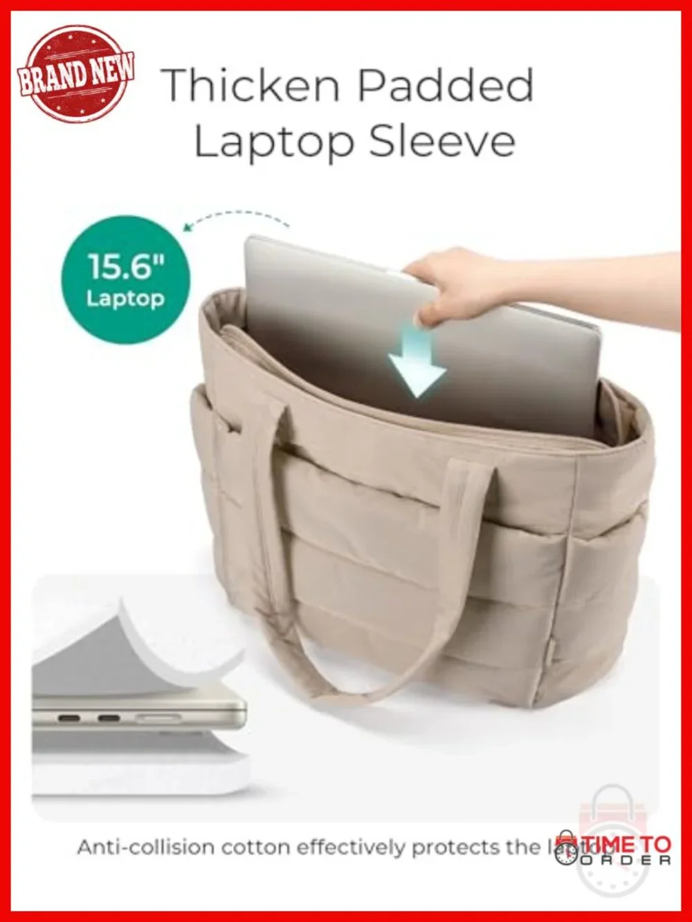 Lightweight Puffy Tote Bag with Compartments for Travel Work Gym